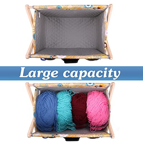 Yarn Caddy Large Size Yarn Storage Organizer for Yarn Skeins-Organizer for Crochet Hooks Knitting Needles Other Accessories (Flower- Yellow Easy Assembly)
