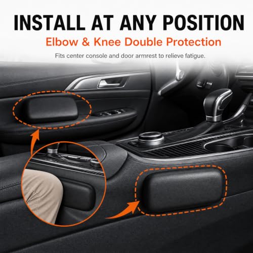 2 PCS Car Arm Rest Cushion, PU Elbow Support Pad with Soft Memory Foam, for Center Console and Door Panel Comfort, Universal for Most Cars, Trucks, SUVs (Black) - color: Black