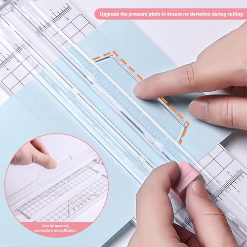 Paper Cutter,4-in-1 Paper Trimmer,Photo Cutter,Multi-Function Scrapbooking Tool with Dial Blades of Straight,Wave,Perforated,Creasing for Cutting Paper,Coupons,Postcards,Card (Pink) - color: Pink