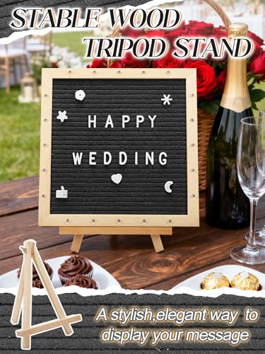 Aulock 10×10" Light up Felt Letter Board with Changeable Letters & Tripod - color: Black