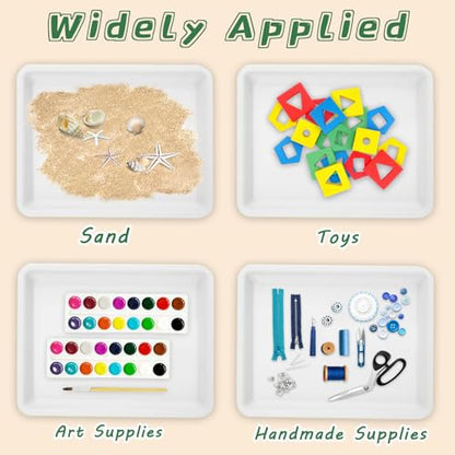 12 Pack Plastic Art Trays,Activity Tray Organizer Serving Tray,Serving Organizer Tray for Kids,School,Home,Painting,Beads,DIY Projects(White) - color: White