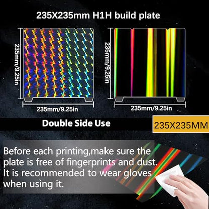 Smooth H1H Build Plate Spring Steel Print Bed for Creality K1/ K1C/Ender-3 S1/Ender 5 S1/Ender 3 S1 Pro/Ender V3 KE/Ender3 V3 SE,3D Printer Platform K1 K1C Sheet 235x235m - style: K1/ K1C/Ender Series Holographic Plate(H1H)