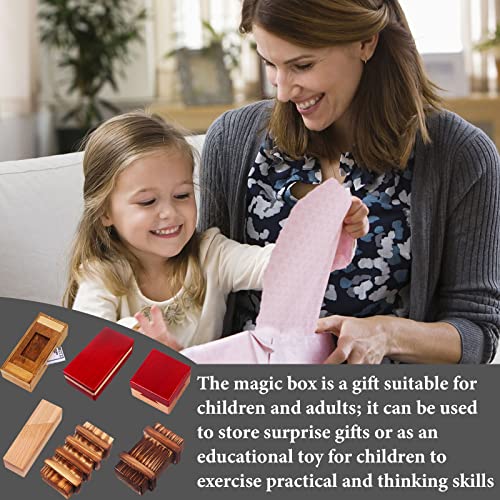 Puzzle Box 6 Pack Wooden Secret Puzzle Box with Hidden Compartment 3D Brain Teaser Magic Drawers Secret Magic Box Wooden Box Puzzle Case Difficult Puzz-l-e-s Box Gift Card for Adults and Kids - color: 6 Pieces
