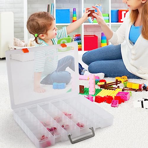 Large 48 Grids Clear Plastic Organizer Box with Adjustable Dividers - color: Clear -- 1PCS