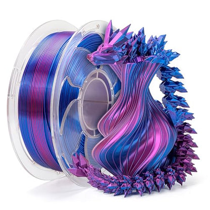 Silk Dual Color Blue Fuchsia PLA 1.75mm 1kg Shiny 3D Printer Filament FDM - color: A_pla-2ssc-03 Silk Blue+fuchsia
