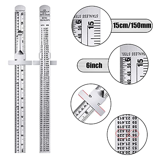 Toodoo 4 Pcs Metal Ruler Set, 6 and 12 Inch Precision Measuring Rulers