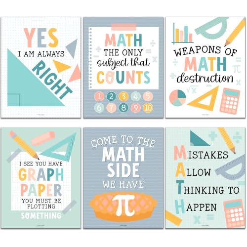 6 Math Posters - Motivational Math Posters for Elementary & Middle School - color: Boho Muted