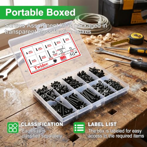 Twidec/1001PCS M3 Screws Assortment Kit,Hex Socket Button Head Screws - color: 1001PCS