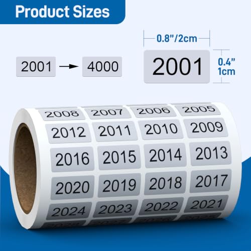 2001-4000 0.4"x0.8" Waterproof Vinyl Inventory Number Stickers - color: 2001-4000(2000 Pcs)