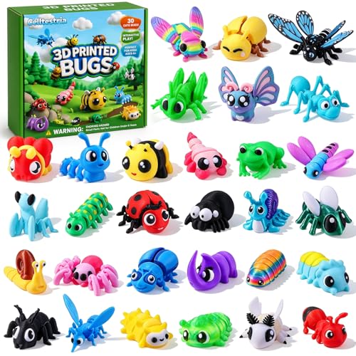 Celltestria 30Pcs 3D Printed Bugs Articulated Insect Animals Fidget Toys - style: 30Pcs 3D Printed Bugs