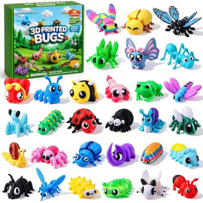Celltestria 30Pcs 3D Printed Bugs Articulated Insect Animals Fidget Toys - style: 30Pcs 3D Printed Bugs