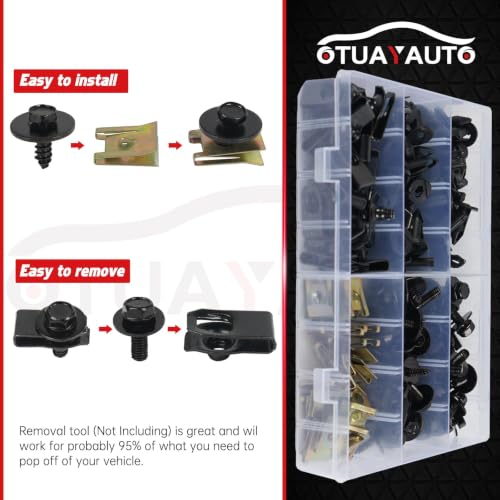 OTUAYAUTO 150PCS Car Screws and Bolts, Push Rivet Fasteners U-Nuts Kit - size: 150Pcs 5 Sizes Clips