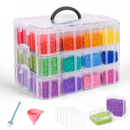 3-Tier Stackable Bead Organizer, 84 Grids Craft Storage Box - color: 3-Tire Bead Organizer
