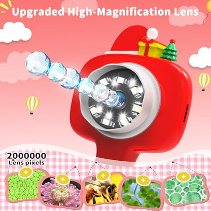 BLACKROOT Microscope for Kids, 2.4" Handheld Digital Pocket Microscope - color: Red