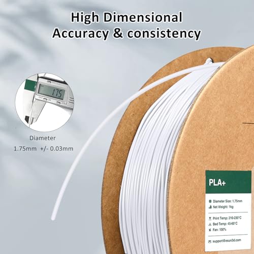 eSUN PLA+ Filament 1.75mm Cold White 1KG, PLA Plus 3D Printer Filament - color: 1kg-cold White