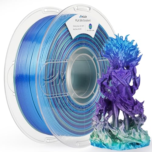 AMOLEN PLA 3D Printer Filament, Silk PLA 1.75mm Silk Shiny Gradient Filament Blue Green Purple, 3D Printing Filament 1KG/2.2lb - color: Silk Gradient Blue Green Purple