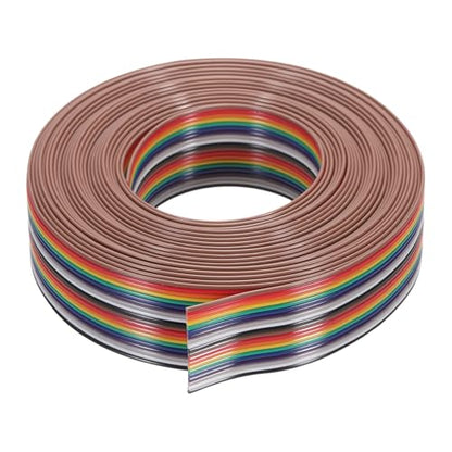 MECCANIXITY 1 Pcs 20 Pin Flat Rainbow Ribbon Cable 20 Ft 1.27mm Pitch Breadboard Jumper Wires for Electronic Projects - size: 20 Ft, style: 20P