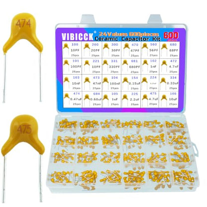 24 Values 600pcsMultilayer Monolithic Ceramic Capacitor Assortment Kit
