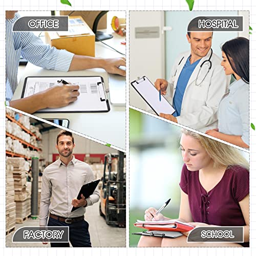 Jetec 4 Pcs Black Clipboards with Pen Holder, 8.5 x 11 Inch Hanging Plastic Board with Metal Clip, Holds 100 Sheets for Letter A4 Size Paper, Teachers Students Nurses Must Haves School Office Supplies