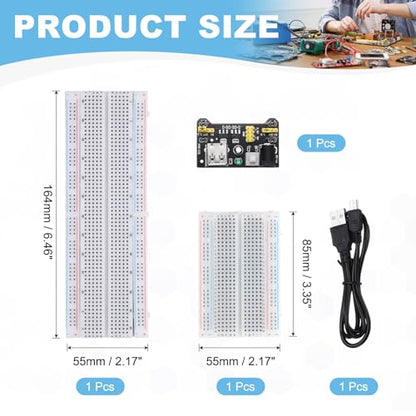 MECCANIXITY Breadboard Electronics Component Fun Kit 830/400 Tie-Points