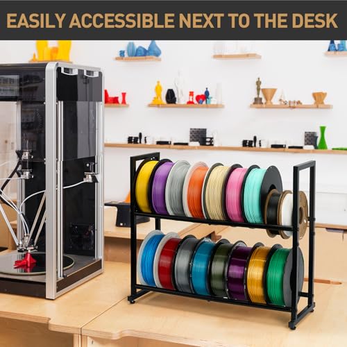 2 Tier 3D Printer Metal Filament Storage Rack for 16 Rolls,No Drilling.