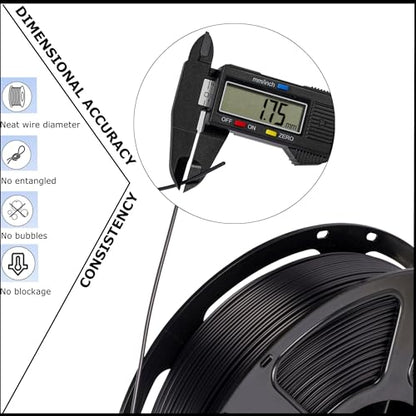 PLA Plus Filament 1.75mm Black 1KG (2.2lbs), Stronger and Durable - color: Plus Black