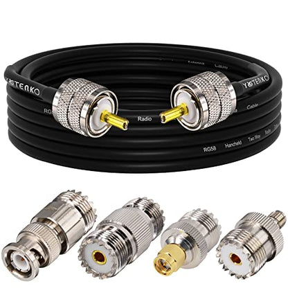 RG58 Coaxial Cable 13FT, PL259 Male Cable + SO239 Adapter 4-Pack - color: Ham Radio Go-Kit, size: 13ft