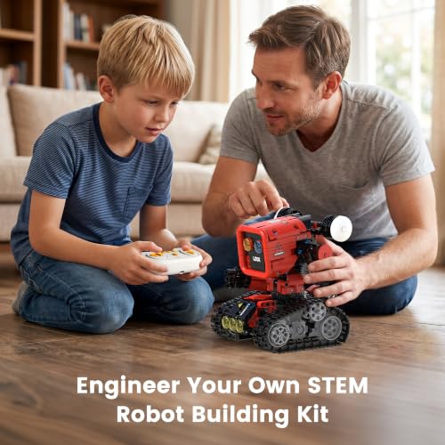 5 in 1 Robot Building Kit, STEM APP & Remote Control Robotics - color: Red