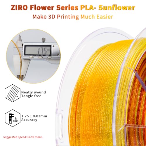 ZIRO 3D Printer Filament, Fast Color Change Twinkle Effect 1KG, Sunflower - color: Sunflower