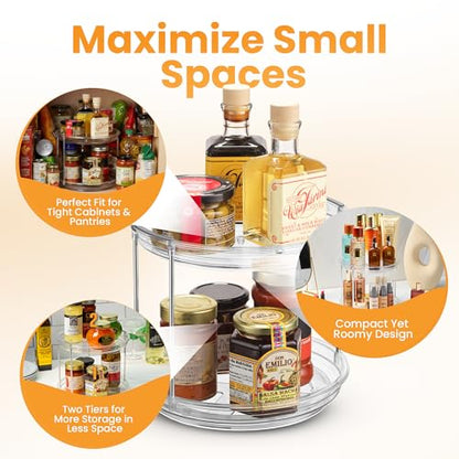 Oizeir Clear Two Tier Lazy Susan Organizer 2-Pack - size: 2-Pack