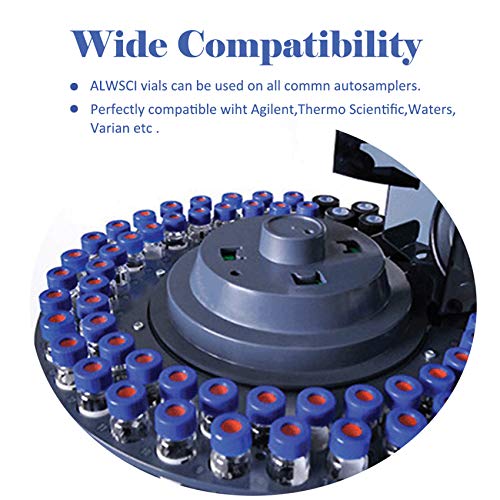 2ml Autosampler Vial, 9-425 HPLC/GC Sample Vials with Screw Caps, 100Pcs - color: Clear Vial & Blue PTFE White Silicone Liner