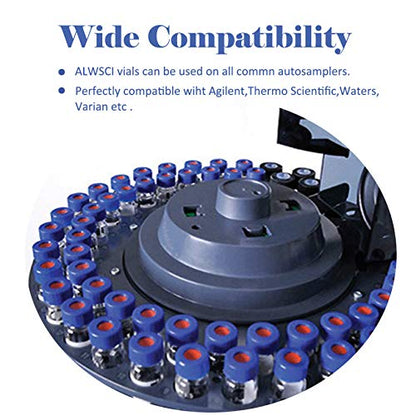 2ml Autosampler Vial, 9-425 HPLC/GC Sample Vials with Screw Caps, 100Pcs - color: Clear Vial & Blue PTFE White Silicone Liner
