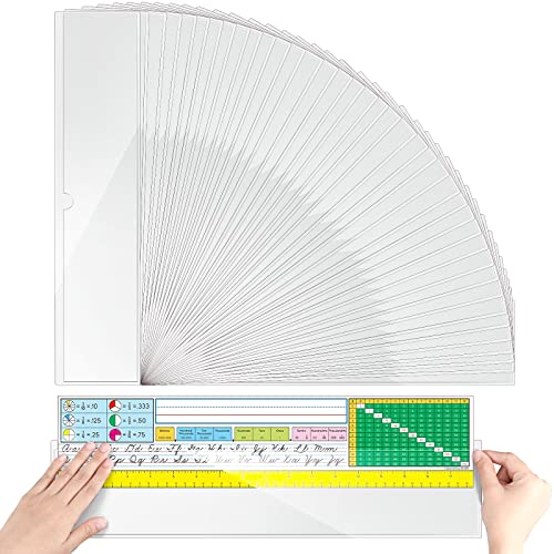 Chinco 50 Pack 18" x 4" Clear Adhesive Pockets, Index Card Pockets With Top Open Loading, Plastic Labels Holders for Organizing Storage Bins, Library Card, Drawer, and Protecting Your Cards - size: 18 x 4 Inches