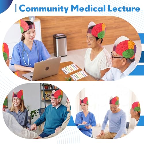Janmercy Brains Hat for Teaching & Labels Elastic Cap Brain Model Brain Shaped Notepads Pencil for Learning Anatomical