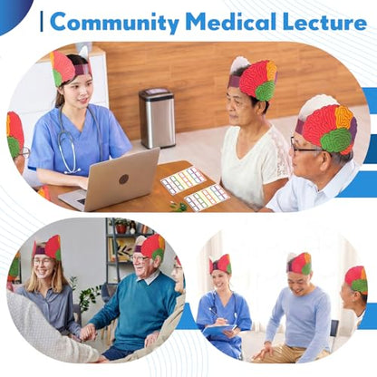 Janmercy Brains Hat for Teaching & Labels Elastic Cap Brain Model Brain Shaped Notepads Pencil for Learning Anatomical