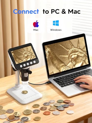 Coin Microscope, 4.3" LCD USB Digital 1000X 1080P Coin Magnifier - color: White