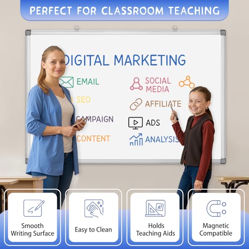 Grtard 36" x 24" Magnetic Dry Erase Board, Large Hanging Magnetic White Board with Aluminum Frame, Smooth Writing Presentation Whiteboard Suitable for Home, Office, Classroom & Kitchen - color: Silver, size: 36"W x 24"H
