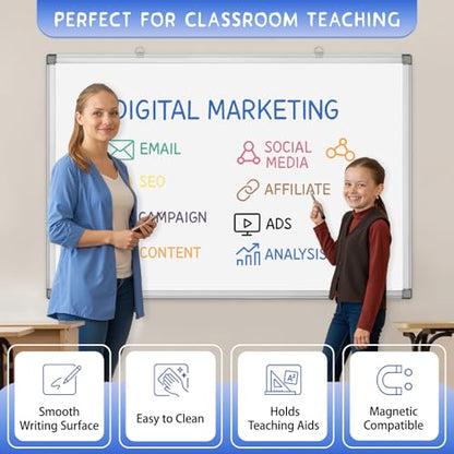Grtard 36" x 24" Magnetic Dry Erase Board, Large Hanging Magnetic White Board with Aluminum Frame, Smooth Writing Presentation Whiteboard Suitable for Home, Office, Classroom & Kitchen - color: Silver, size: 36"W x 24"H