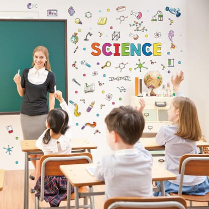 LHIUEM Large Science Wall Decals Colorful Chemistry Laboratory Wall Sticker - color: Science Room Sticker