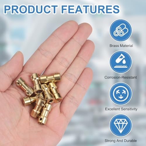 PATIKIL Shaft Coupling Joint 2mm to 2mm, 4 Pcs Brass Motor Shaft Coupler Extension Connector Rigid Sleeve Adapter Transmission Joint with M3 Screws for RC Car Airplane Tires Motor Robot - size: 2mm-2mm