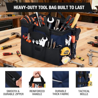 HISEA 3 Pack Heavy Duty Tool Bag, 16-Inch Waterproof Tools Organizer Tote - color: Navy, size: 16 Inch