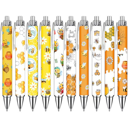 Idealmuzik Bee Pens Set – Cute Yellow & White Bumblebee-Themed Gel Pens for Teens, and Adults – Fun Bee Stationery for School, Office, Journaling, and Gift Giving, 10 Pack - color: Bee