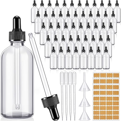 Lallisa 48 Pack 4oz Clear Glass Bottles Bulk with Glass Eye Droppers - color: Clear, size: 120 ml (4 oz)
