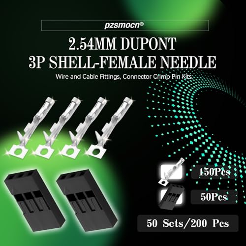 50 Sets / 200 Pieces for Dupont 2.54mm 3Pin Black Female Connector - size: 3-Pin Female, style: Black-Single Row