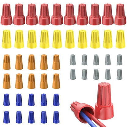Vibit 50 Pcs Wire Nuts Wire Caps Electrical Connectors Spring 10-22 AWG - size: 50 Pcs