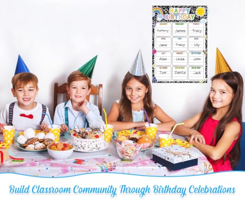 Classroom Birthday Chart Poster, 11.8 x 16.5 Inch Birthday Calendar - color: A-Black