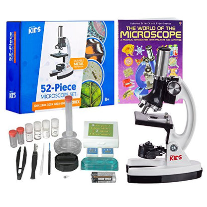 AmScope M30-ABS-KT2-W-WM Kids Microscope Kit, 1200X, 52-pc - style: E) Kit + Book