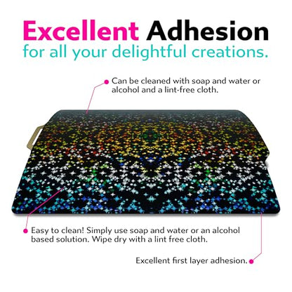 Cookiecad Cookie Sheet - Holographic 3D Printer Build Plate - Double Sided Reflective 3D Printer Bed, Flexible Spring Steel 3D Printer Platform (Chromatic Stars, 235x235) - size: 235x235, style: Chromatic Stars