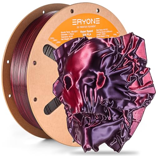 ERYONE Silk Filament PLA+ 1.75mm Shiny 3D Printer Filament, Multicolor PLA 2 in 1, 1kg (2.2LBS)/Spool, HS Silk Dual Color Black & Red - color: Silk Pla+ 2 in 1 Black Red