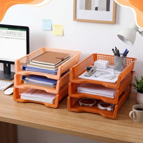 Bokon Brown 6 Pack Classroom Turn in Trays, Stackable File Trays